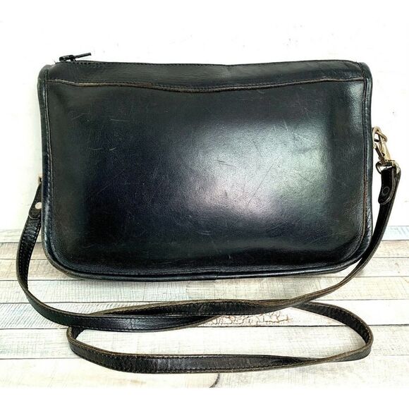 VTG MICHAEL GREEN SEATTLE BLACK GENUINE LEATHER ZIP MESSENGER SHOULDER BAG XBODY - Picture 3 of 12